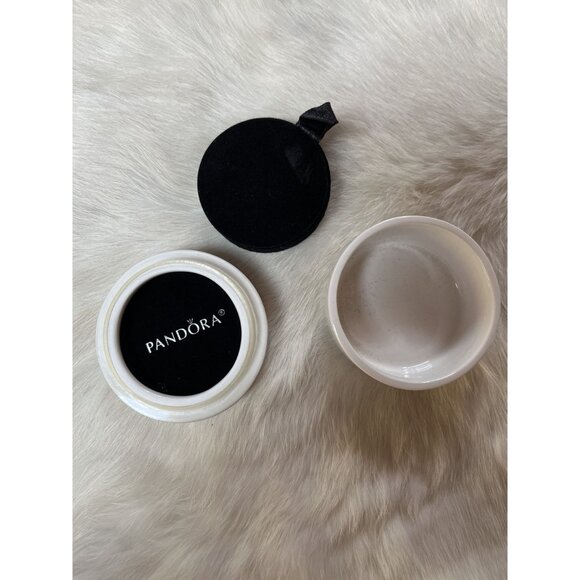 Pandora Bone China White Porcelain Jewelry Box Round Small Fits Trinkets - Picture 4 of 7